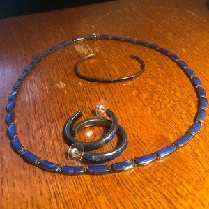 Lapis / Silver Necklace, Bracelet, earrings set